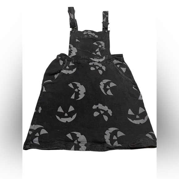 Hell Bunny Overall Skirt Womens Black Halloween Jackolantern Goth Spooky Size M - Picture 6 of 12